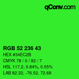 Color code: RGB 52 236 43 | qconv.com