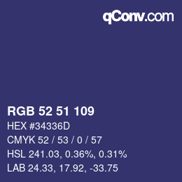 Código de color: RGB 52 51 109 | qconv.com