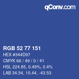 Color code: RGB 52 77 151 | qconv.com