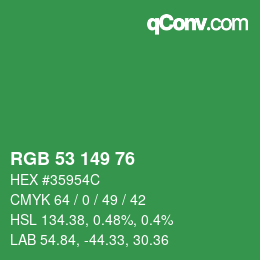 Color code: RGB 53 149 76 | qconv.com