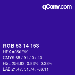 カラーコード: RGB 53 14 153 | qconv.com