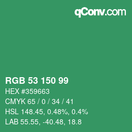 カラーコード: RGB 53 150 99 | qconv.com