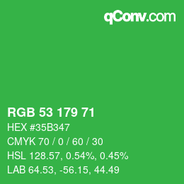 Código de color: RGB 53 179 71 | qconv.com