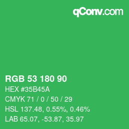 Code couleur: RGB 53 180 90 | qconv.com