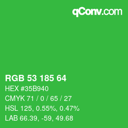 Código de color: RGB 53 185 64 | qconv.com