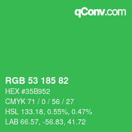 カラーコード: RGB 53 185 82 | qconv.com