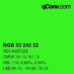 Color code: RGB 53 242 32 | qconv.com