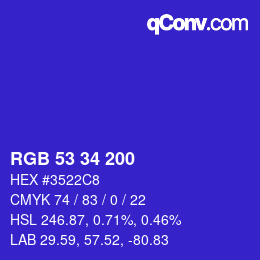 Code couleur: RGB 53 34 200 | qconv.com