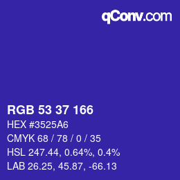 Color code: RGB 53 37 166 | qconv.com