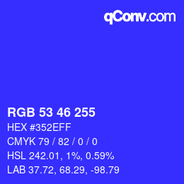 Color code: RGB 53 46 255 | qconv.com