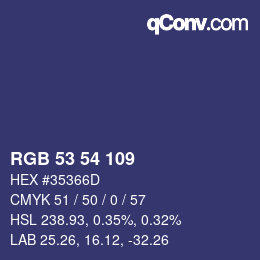 Código de color: RGB 53 54 109 | qconv.com