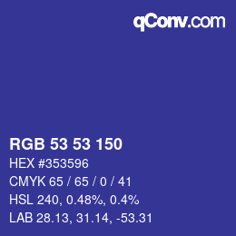 カラーコード: RGB 53 53 150 | qconv.com