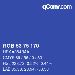 Color code: RGB 53 75 170 | qconv.com