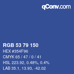 Color code: RGB 53 79 150 | qconv.com