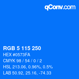 カラーコード: RGB 5 115 250 | qconv.com