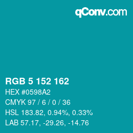 Farbcode: RGB 5 152 162 | qconv.com