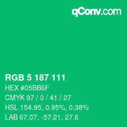 Color code: RGB 5 187 111 | qconv.com