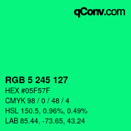 Farbcode: RGB 5 245 127 | qconv.com