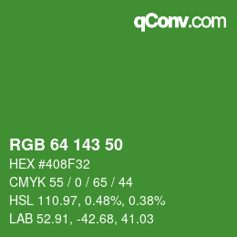 Color code: RGB 64 143 50 | qconv.com