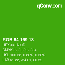 Code couleur: RGB 64 169 13 | qconv.com