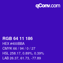 Code couleur: RGB 64 11 186 | qconv.com