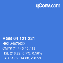 Color code: RGB 64 121 221 | qconv.com