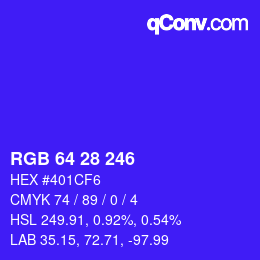 Color code: RGB 64 28 246 | qconv.com