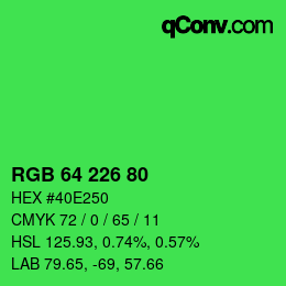 Code couleur: RGB 64 226 80 | qconv.com