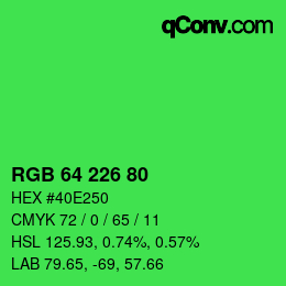 Code couleur: RGB 64 226 80 | qconv.com