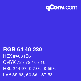 Color code: RGB 64 49 230 | qconv.com