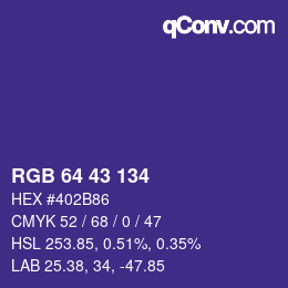 Código de color: RGB 64 43 134 | qconv.com