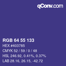 Code couleur: RGB 64 55 133 | qconv.com