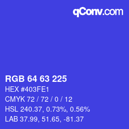 Color code: RGB 64 63 225 | qconv.com