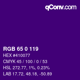 カラーコード: RGB 65 0 119 | qconv.com