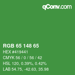 Color code: RGB 65 148 65 | qconv.com