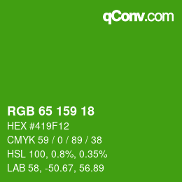 Color code: RGB 65 159 18 | qconv.com