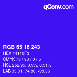 Farbcode: RGB 65 16 243 | qconv.com