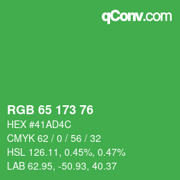 Color code: RGB 65 173 76 | qconv.com