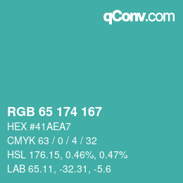 Farbcode: RGB 65 174 167 | qconv.com
