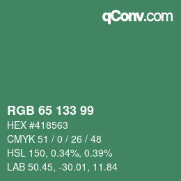 カラーコード: RGB 65 133 99 | qconv.com