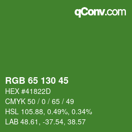 Color code: RGB 65 130 45 | qconv.com