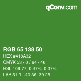 Código de color: RGB 65 138 50 | qconv.com