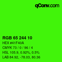 カラーコード: RGB 65 244 10 | qconv.com