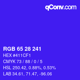 Código de color: RGB 65 28 241 | qconv.com