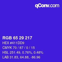 Código de color: RGB 65 29 217 | qconv.com