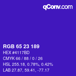 Color code: RGB 65 23 189 | qconv.com