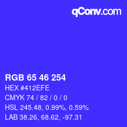 Color code: RGB 65 46 254 | qconv.com