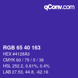 Code couleur: RGB 65 40 163 | qconv.com