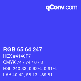 Code couleur: RGB 65 64 247 | qconv.com