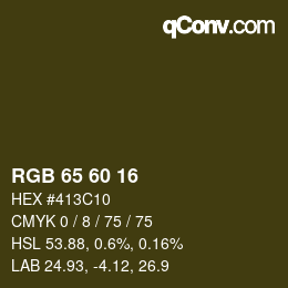 カラーコード: RGB 65 60 16 | qconv.com